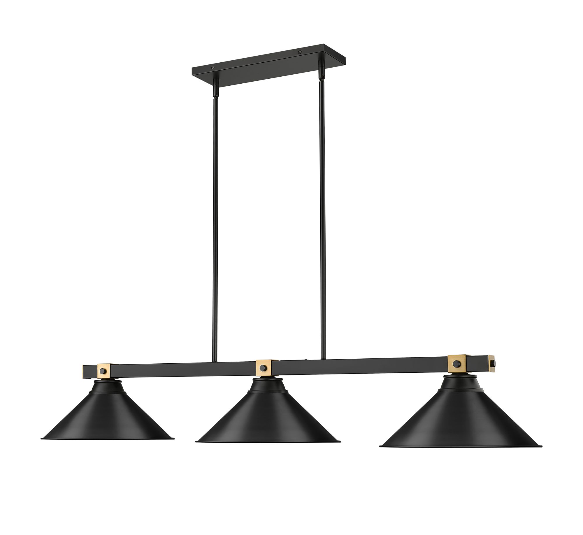 Image 3 Bronte by Z-Lite Matte Black + Rubbed Brass 54 inch 3 Light Billiard more views