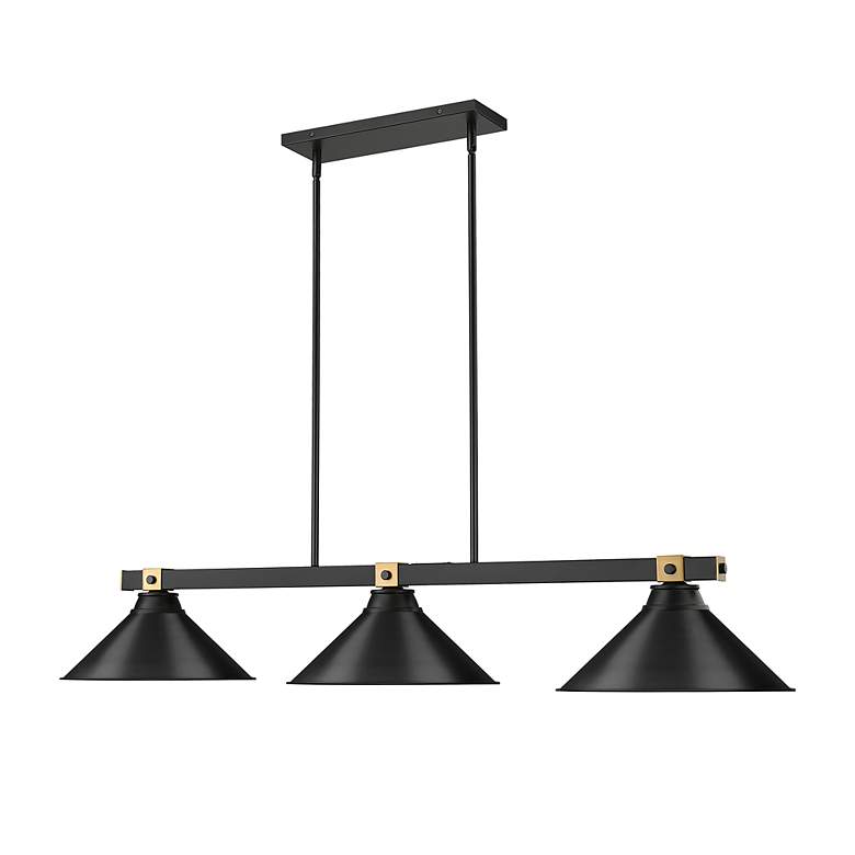 Image 3 Bronte by Z-Lite Matte Black + Rubbed Brass 54 inch 3 Light Billiard more views