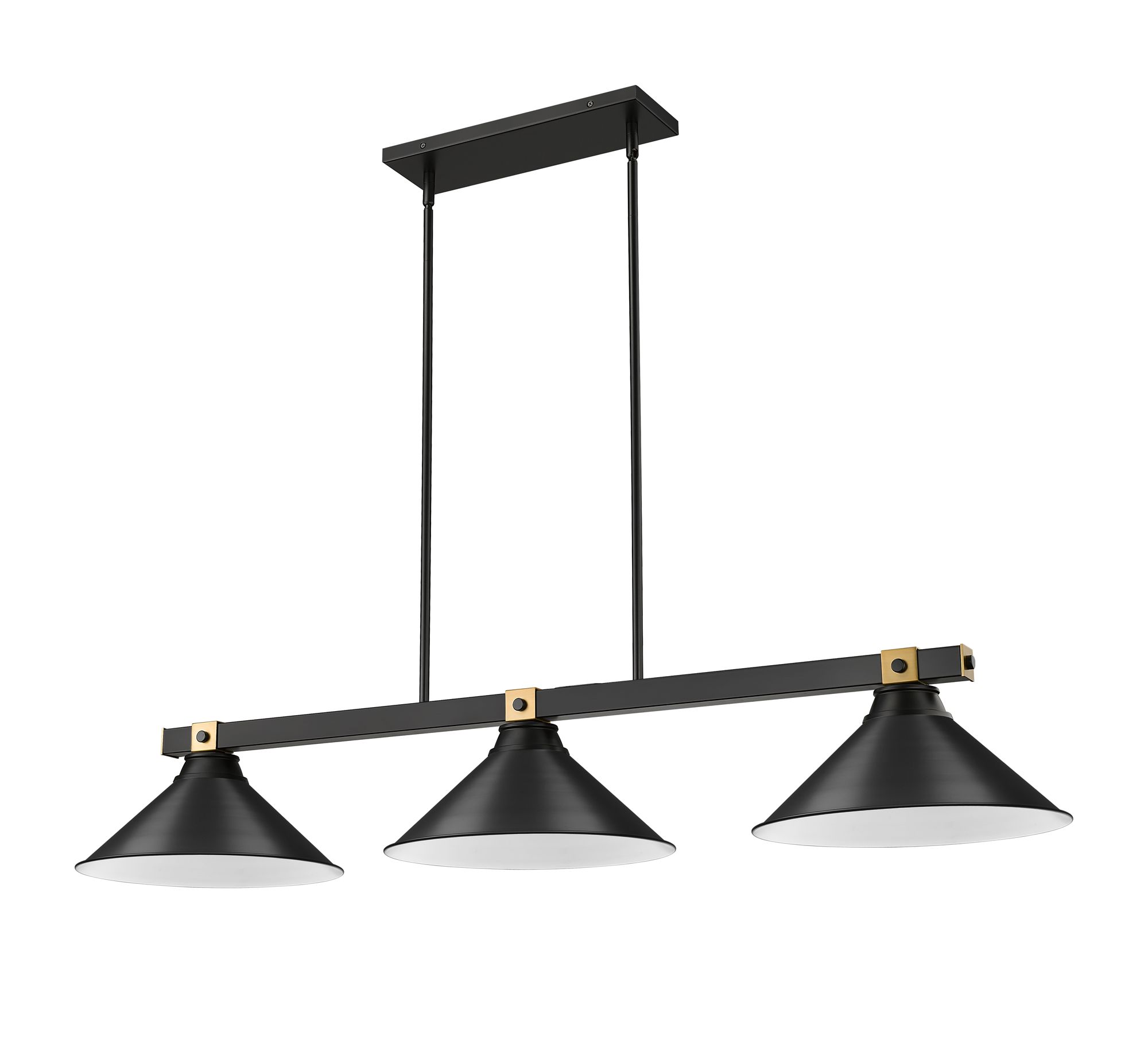 Image 5 Bronte by Z-Lite Matte Black + Rubbed Brass 54 inch 3 Light Billiard more views