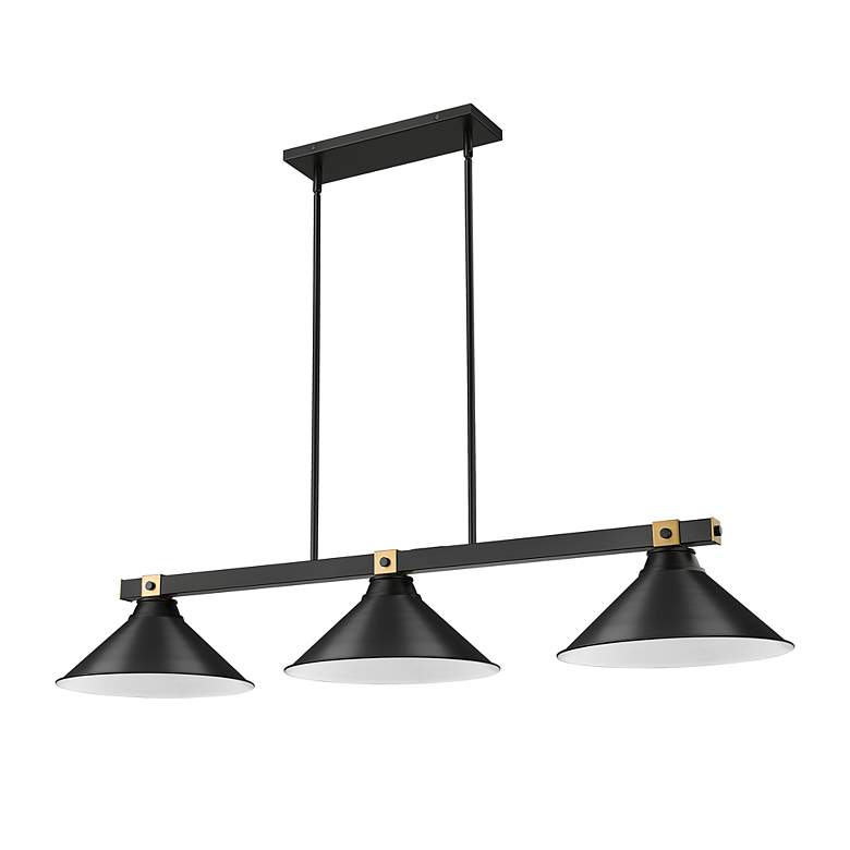 Image 5 Bronte by Z-Lite Matte Black + Rubbed Brass 54 inch 3 Light Billiard more views