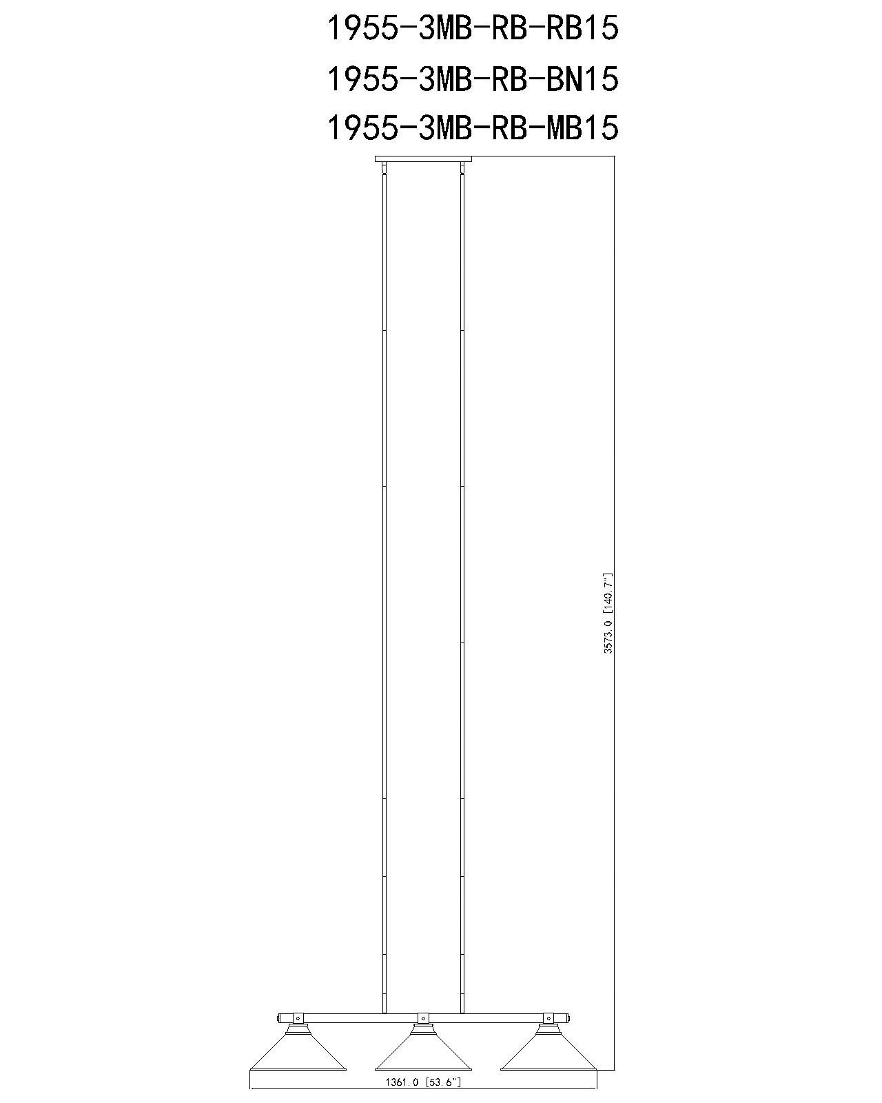 Image 6 Bronte by Z-Lite Matte Black + Rubbed Brass 54 inch 3 Light Billiard more views