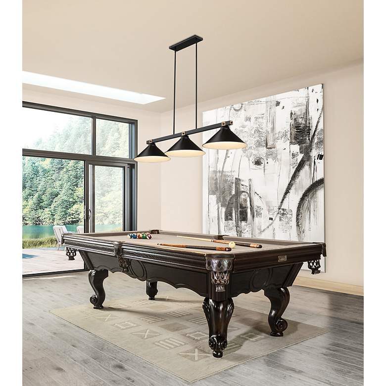 Image 7 Bronte by Z-Lite Matte Black + Rubbed Brass 54 inch 3 Light Billiard more views