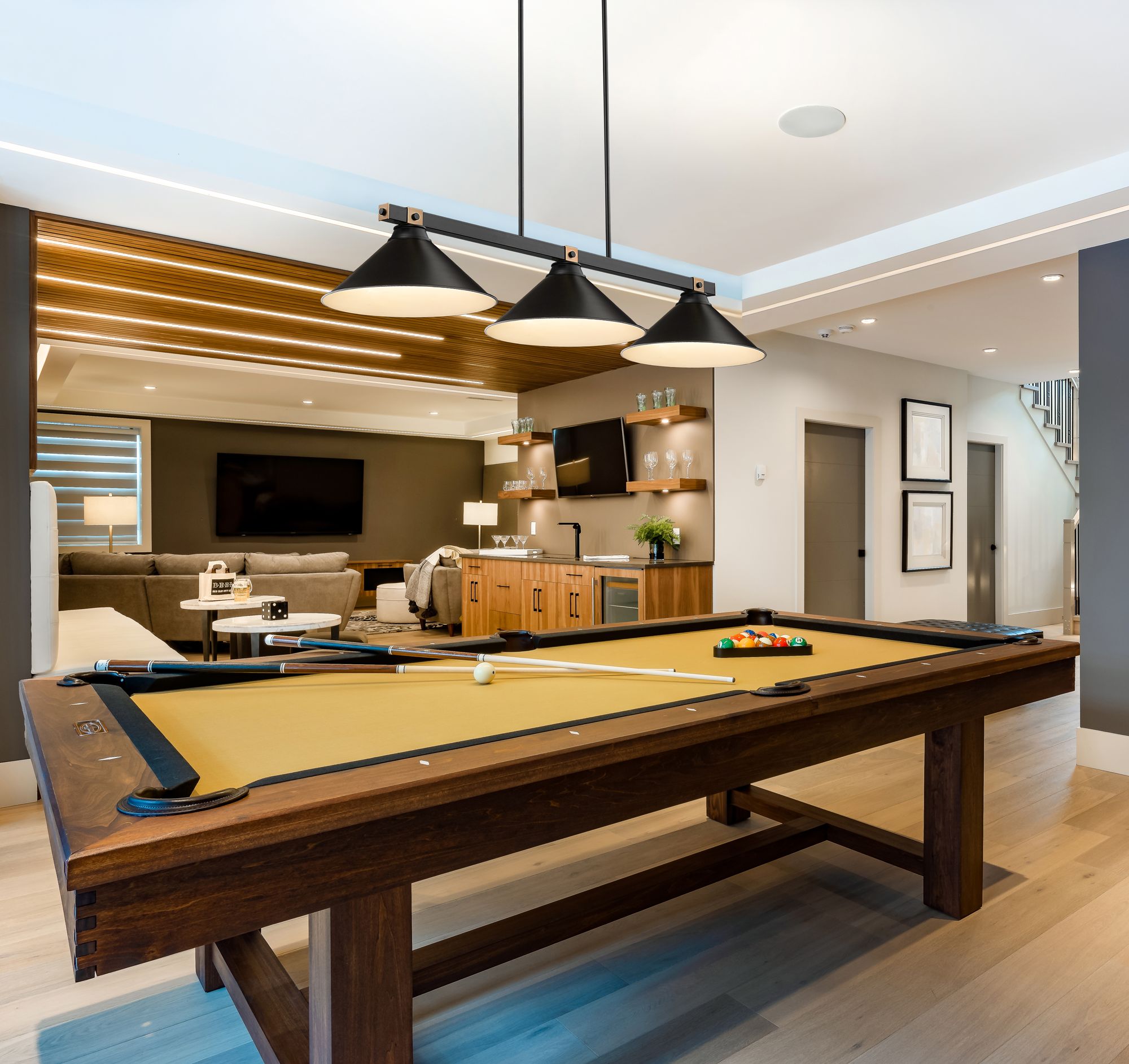 Bronte by Z-Lite Matte Black + Rubbed Brass 54 inch 3 Light Billiard