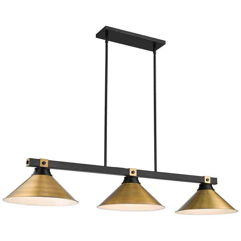 Image 1 Bronte by Z-Lite Matte Black + Rubbed Brass 54 inch 3 Light Billiard