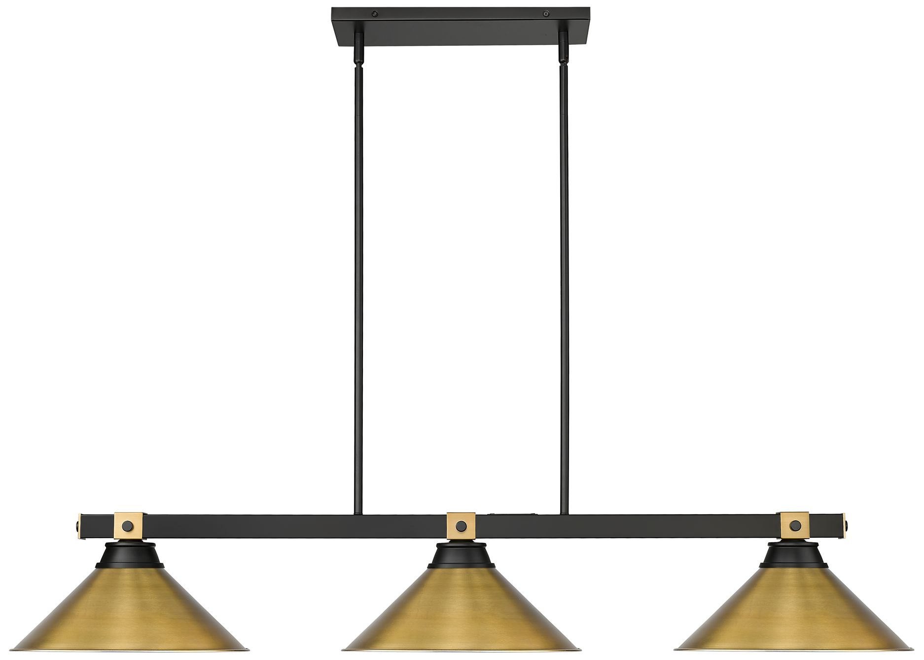 Image 2 Bronte by Z-Lite Matte Black + Rubbed Brass 54 inch 3 Light Billiard more views