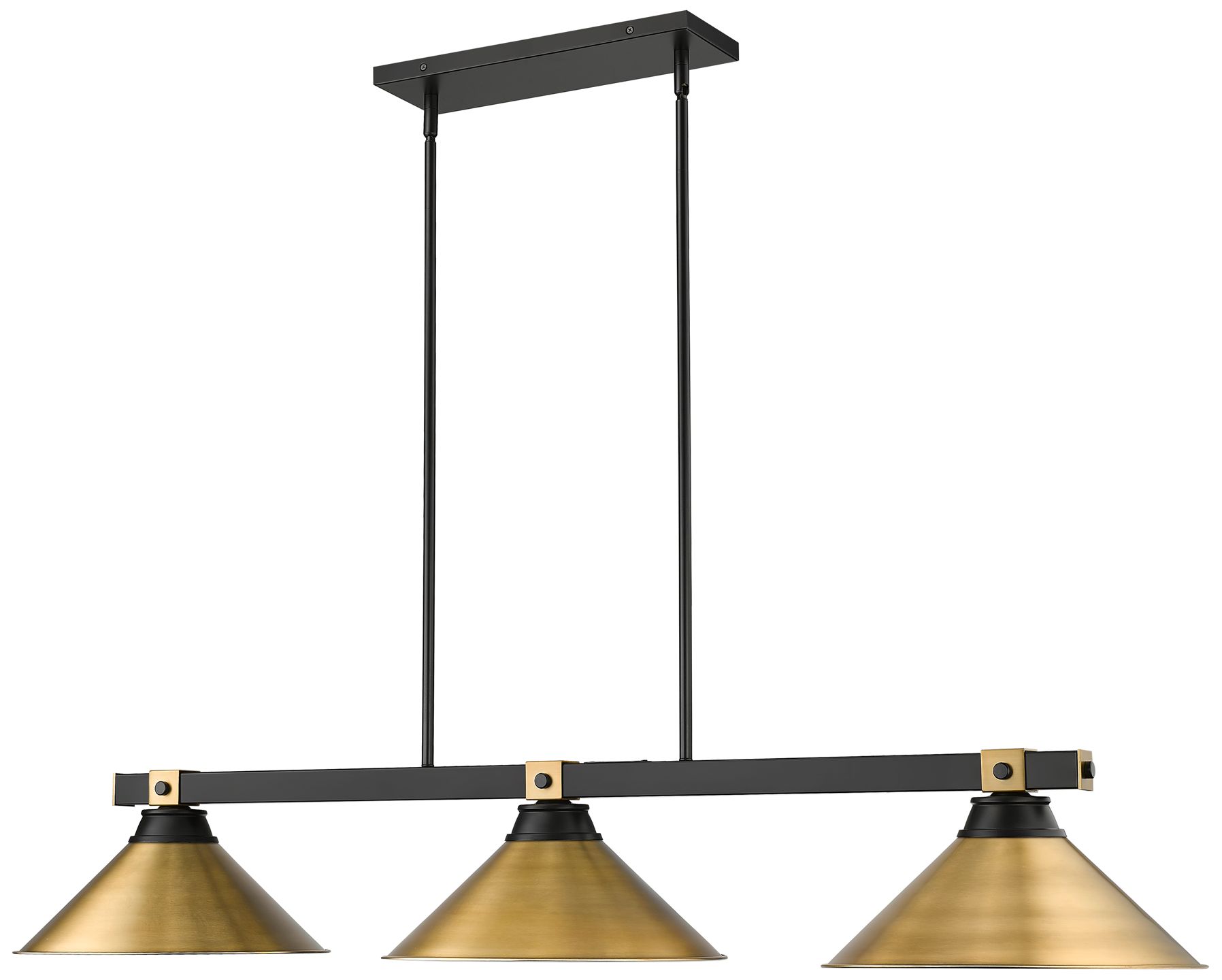 Image 3 Bronte by Z-Lite Matte Black + Rubbed Brass 54 inch 3 Light Billiard more views