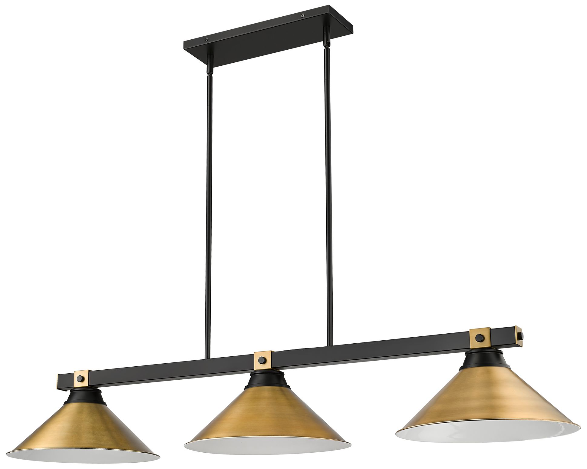 Image 5 Bronte by Z-Lite Matte Black + Rubbed Brass 54 inch 3 Light Billiard more views