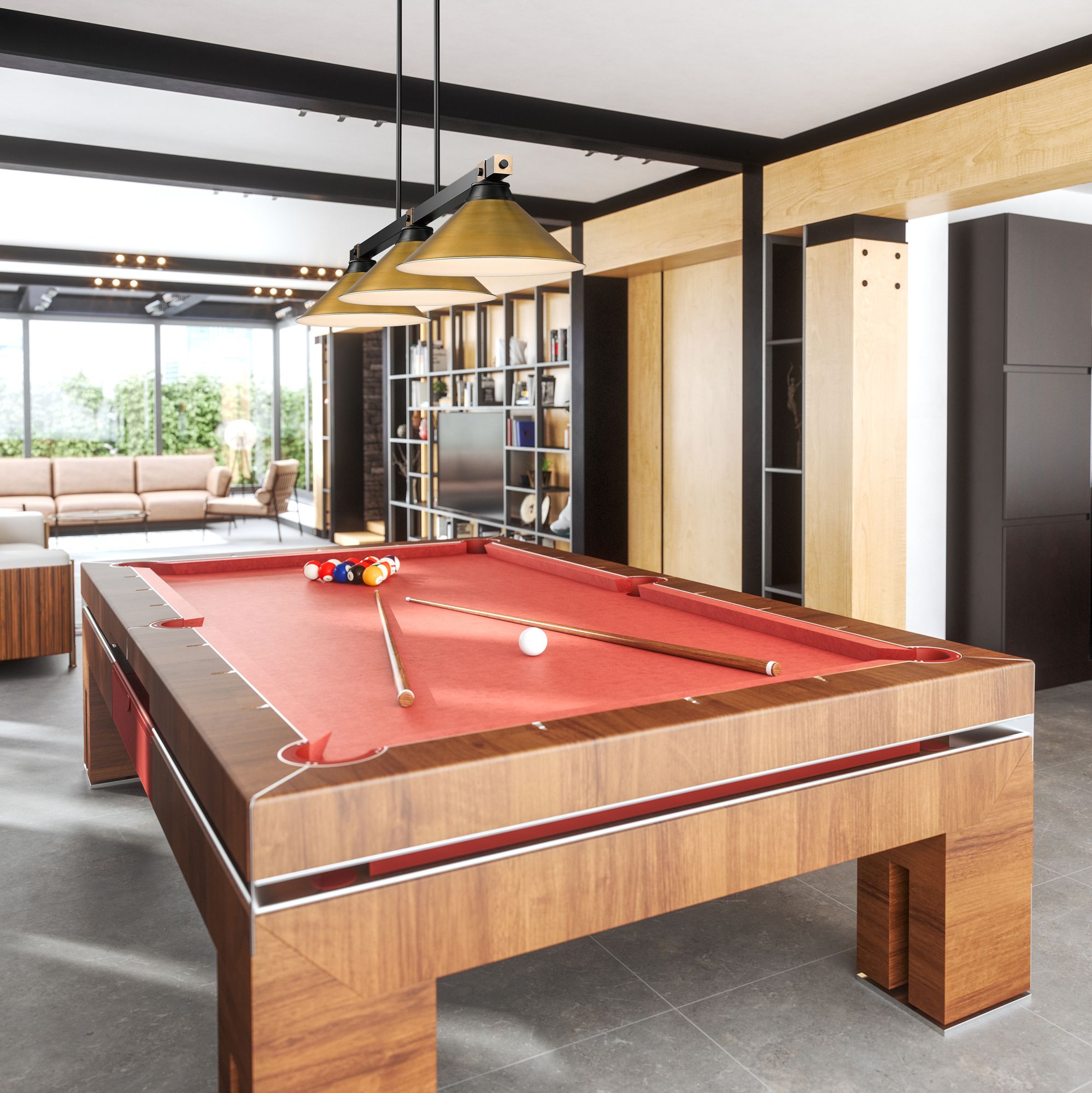 Image 7 Bronte by Z-Lite Matte Black + Rubbed Brass 54 inch 3 Light Billiard more views