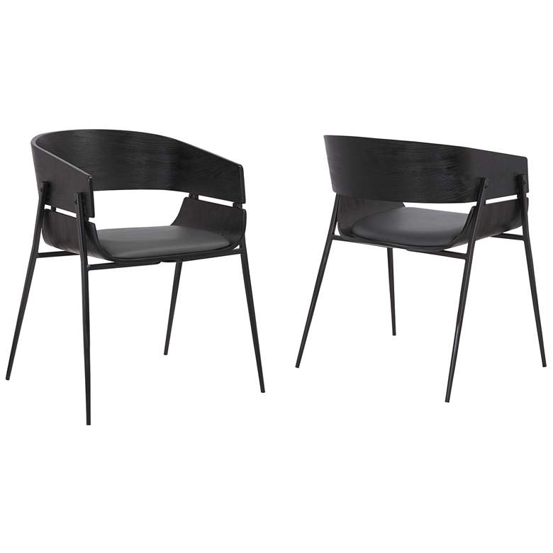 Image 1 Bronte Set of 2 Contemporary Dining Chairs in Gray with Black Powder Coated