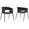 Bronte Set of 2 Contemporary Dining Chairs in Gray with Black Powder Coated