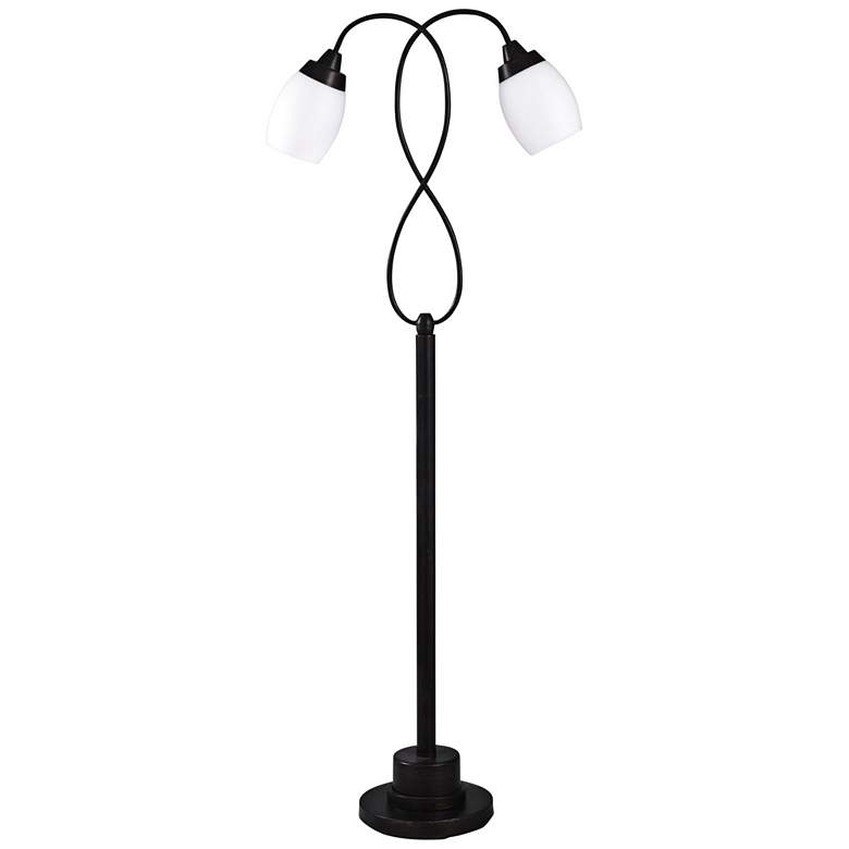 Image 1 Brontes Black LED Floor Lamp w/ Frosted White Styrene Shades