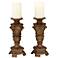 Bronwyn Set of 2 Distressed Brown Candle Holders