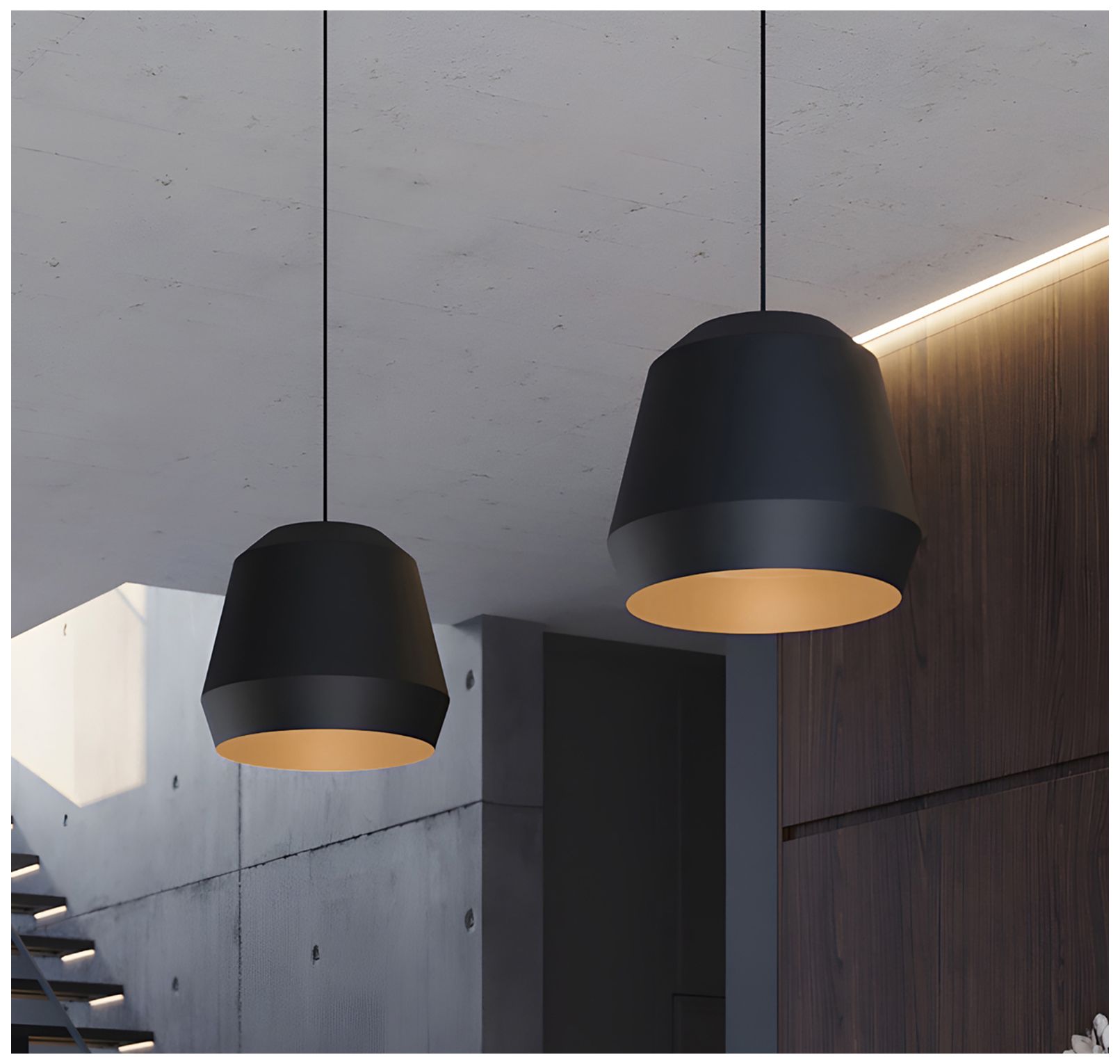 Image 4 Bronx 10" Wide Black Gold Pendant more views