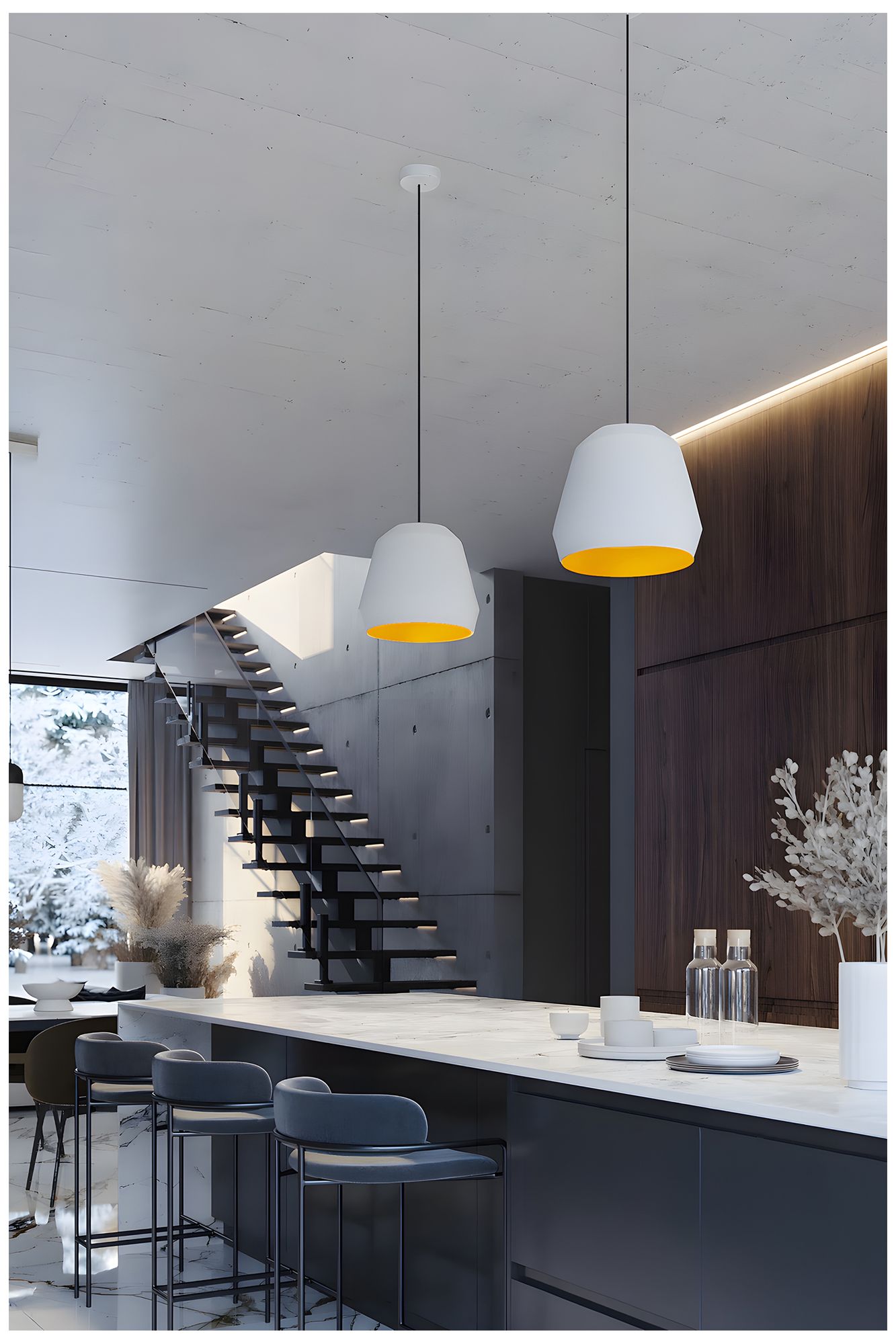 Image 3 Bronx 10" Wide White Gold Pendant more views