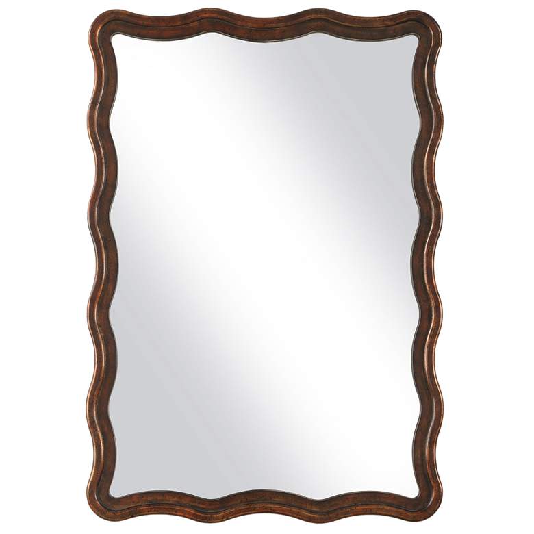 Image 2 Bronze 22 1/2" x 32 1/2" Flowing Scalloped Edge Wall Mirror