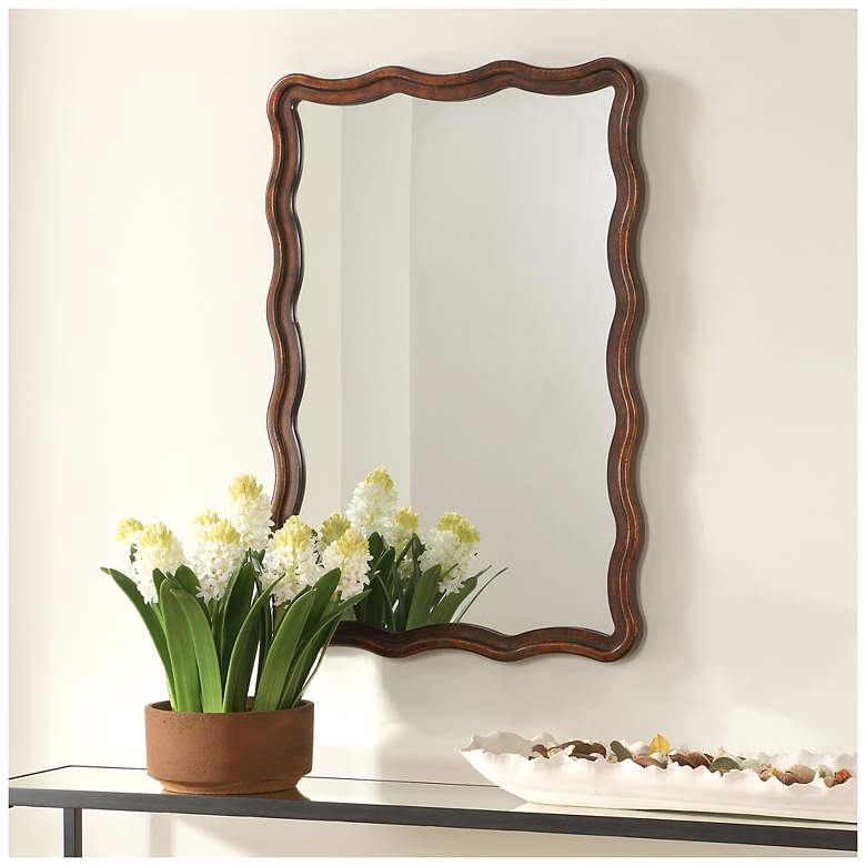 Image 4 Bronze 22 1/2" x 32 1/2" Flowing Scalloped Edge Wall Mirror more views