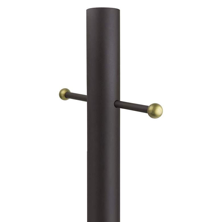 Image 1 Bronze 84 inch High Cross Arm Outdoor Direct Burial Lamp Post