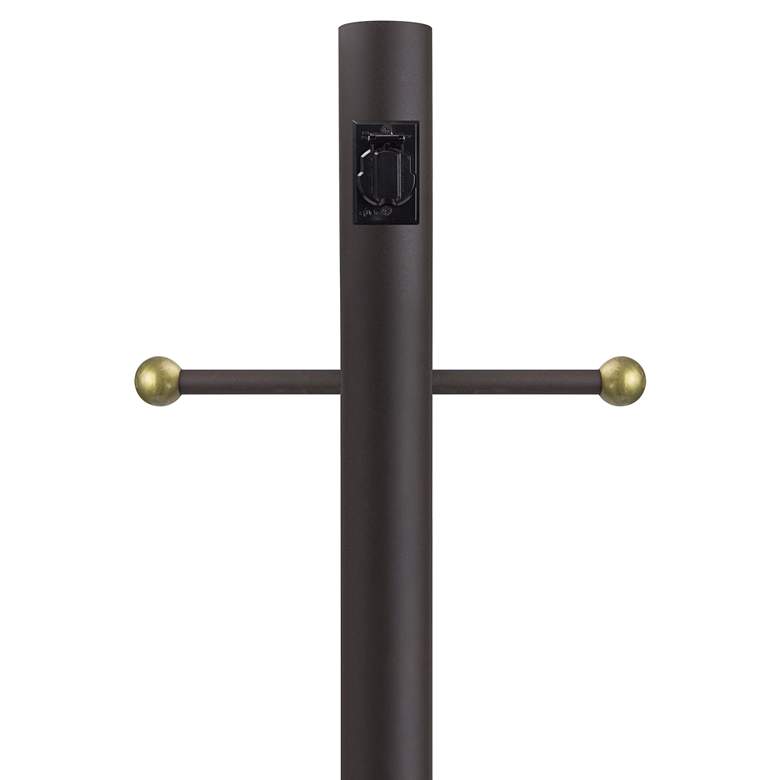 Image 1 Bronze 84" High Cross Arm Outlet Direct Burial Lamp Post