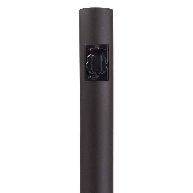 Bronze 84&quot; High Outdoor Direct Burial Lamp Post with Outlet