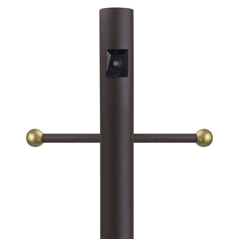 Image 1 Bronze 84"H Cross Arm Dusk-to-Dawn Direct Burial Lamp Post