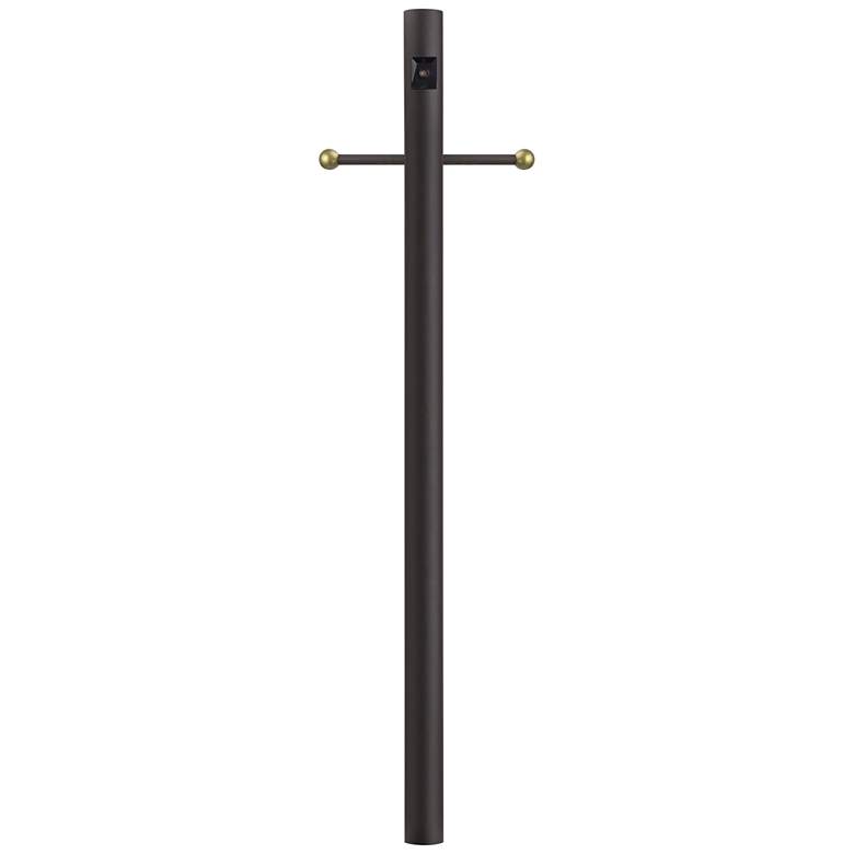 Image 2 Bronze 84 inchH Cross Arm Dusk-to-Dawn Direct Burial Lamp Post more views