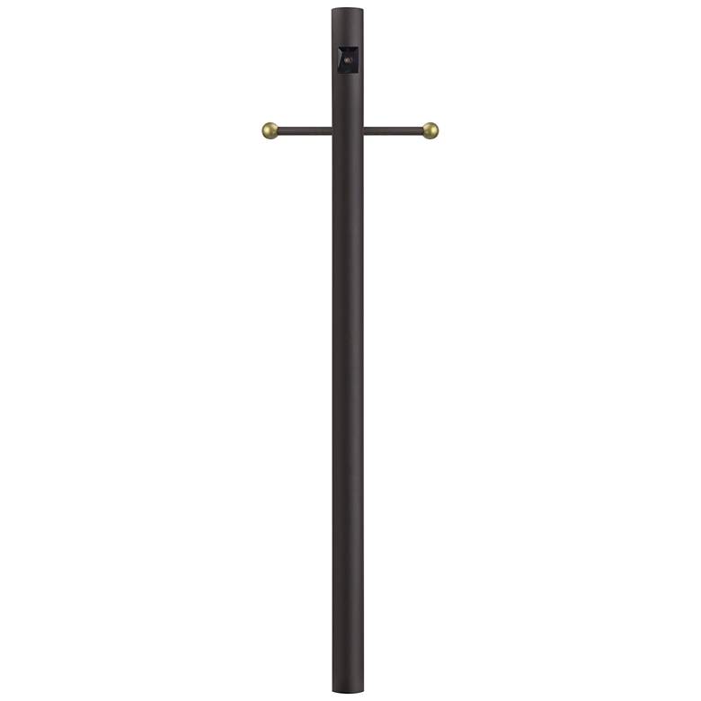 Image 2 Bronze 84"H Cross Arm Dusk-to-Dawn Direct Burial Lamp Post more views