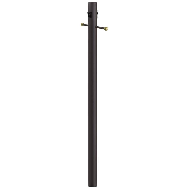 Image 2 Bronze 84"H Cross Arm Outlet Dusk-to-Dawn Inground Lamp Post more views