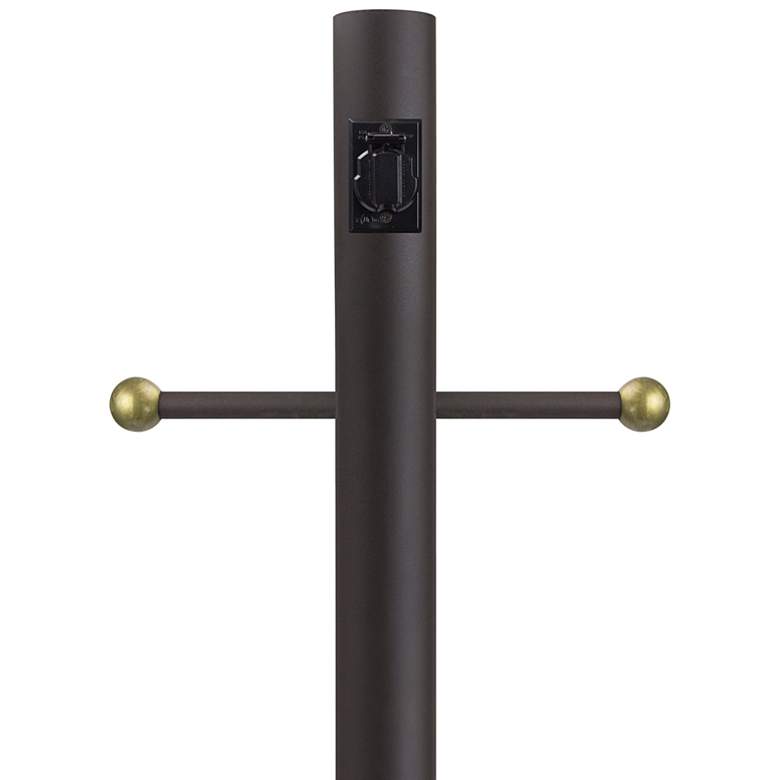Image 1 Bronze 96" High Cross Arm Outlet Direct Burial Lamp Post