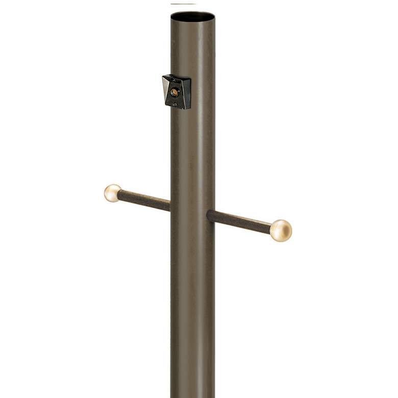 Image 1 Bronze 96"H Cross Arm Dusk-to-Dawn Direct Burial Lamp Post