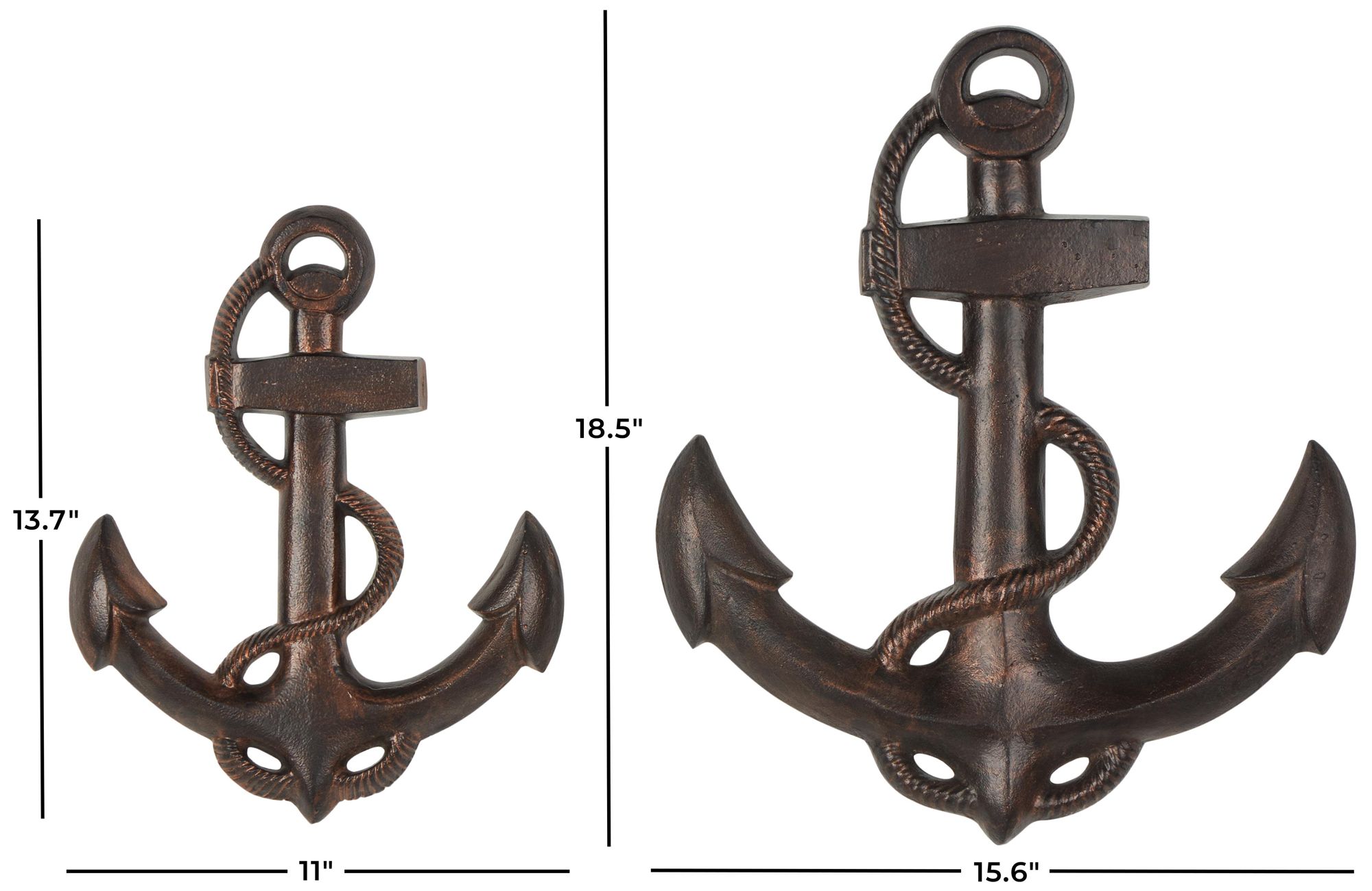 Image 7 Bronze Aluminum Metal Nautical Wall Decor, S/2 19", 14"H more views