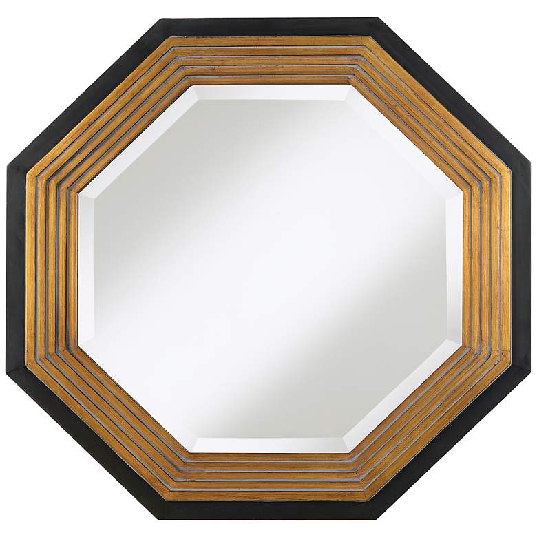 Image 1 Bronze and Black 30" Wide Octagonal Wall Mirror