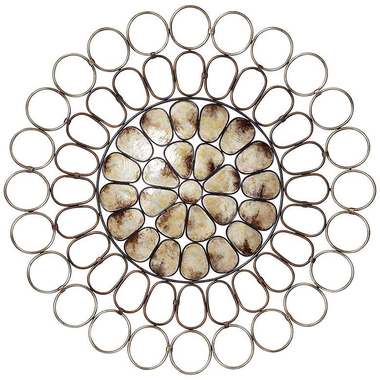 Image 1 Bronze and Champagne Silver Capiz Shell 35" Wide Wall Art
