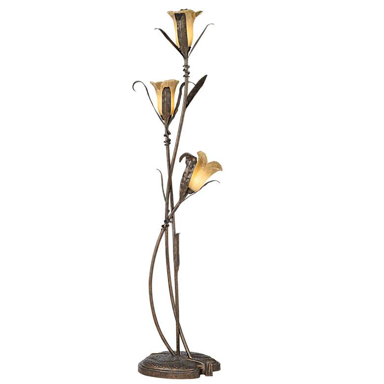 Image 6 Bronze and Gold Intertwined Lilies Floor Lamp with Socket more views