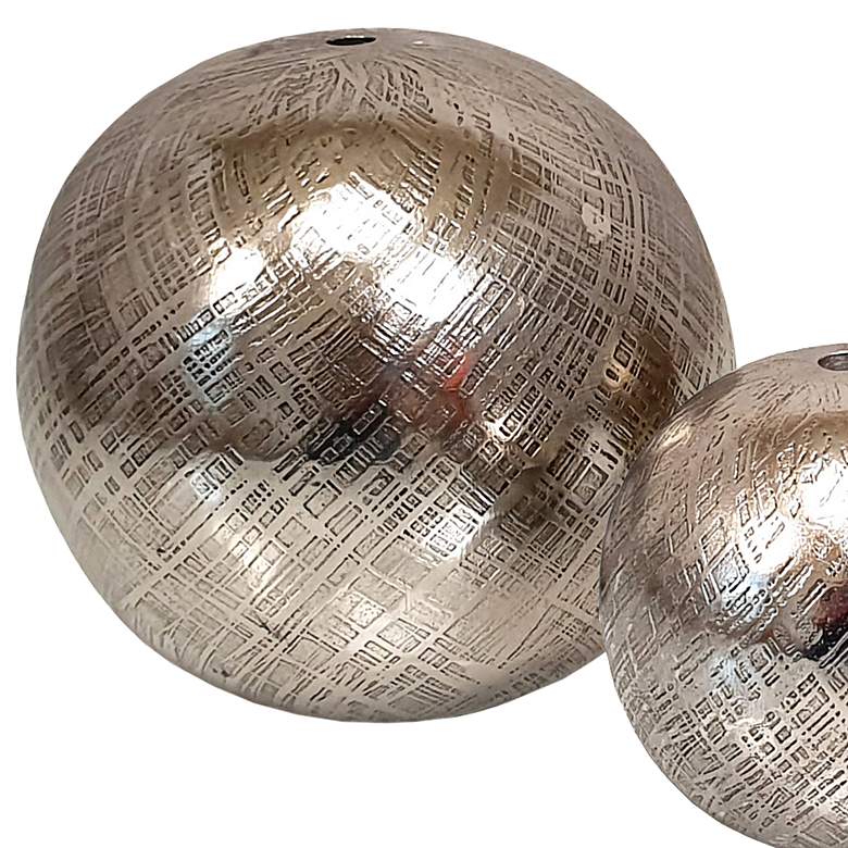 Image 2 Bronze and Gold Textured Aluminum Deco Balls - Set of 3 more views