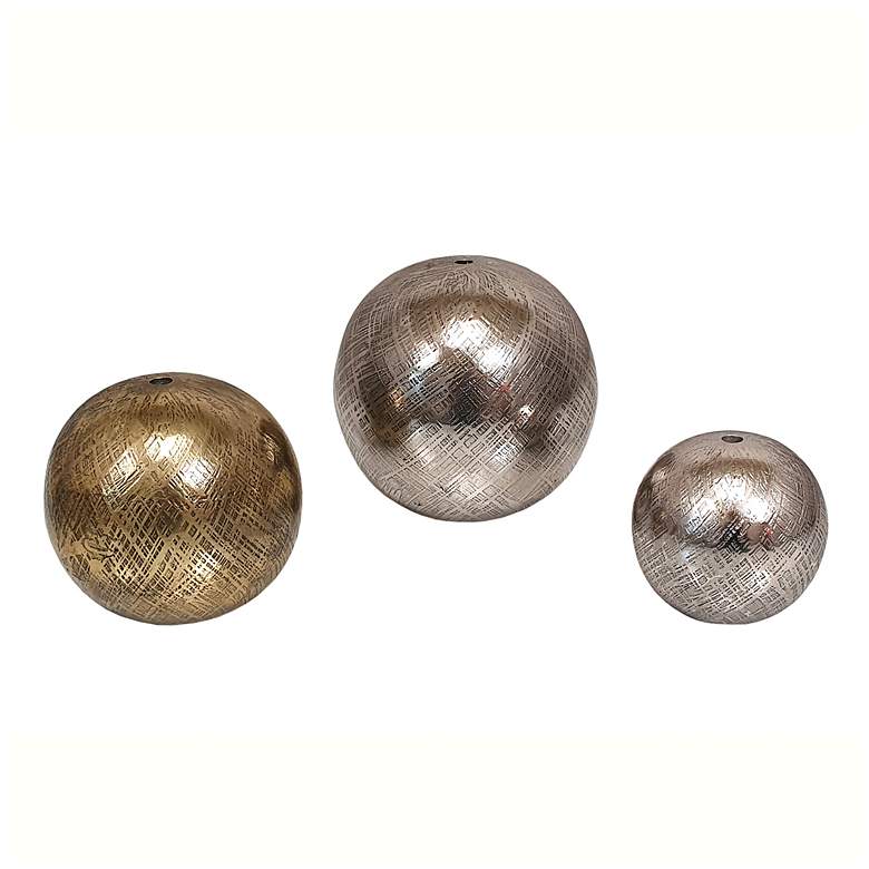 Image 5 Bronze and Gold Textured Aluminum Deco Balls - Set of 3 more views