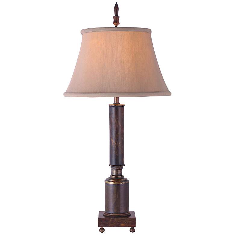 Image 1 Bronze and Jade Column Buffet Lamp