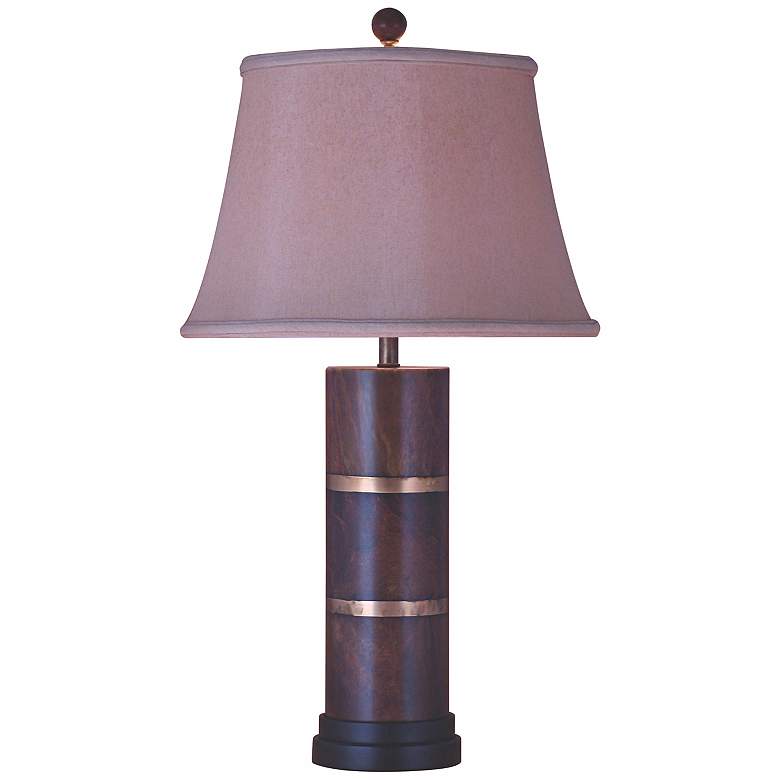 Image 1 Bronze and Jade Post Table Lamp