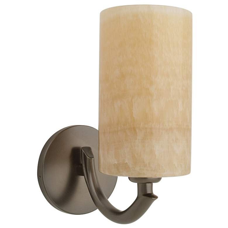 Image 1 Bronze and Onyx Cylindrical Wall Sconce