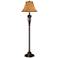Bronze Cage Floor Lamp with Faux Leather Shade