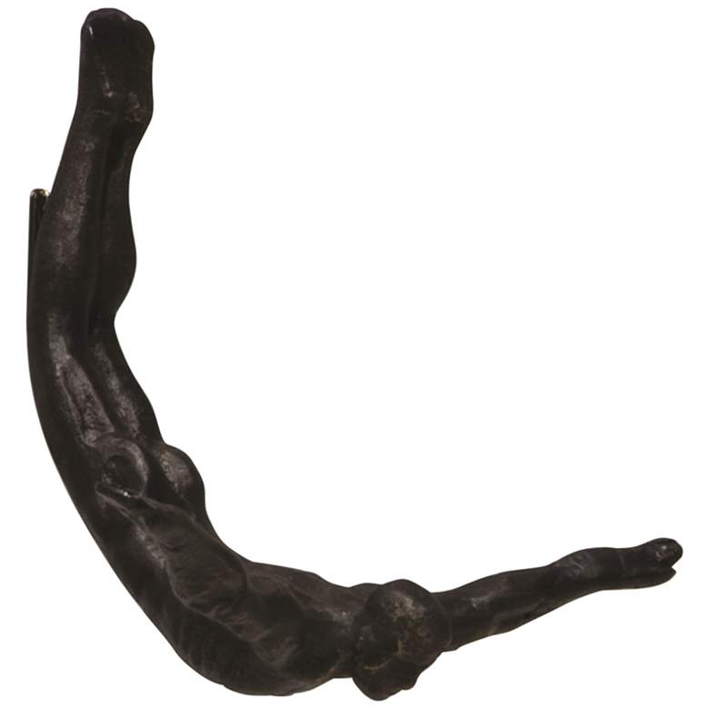 Image 1 Bronze Cast Iron 10 1/4" Wide Metal Wall Diver Sculpture