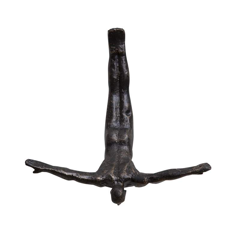 Image 3 Bronze Cast Iron 10 1/4 inch Wide Metal Wall Diver Sculpture more views