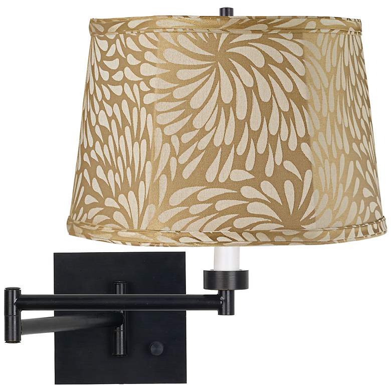 Image 1 Bronze Chrysanthemum Shade Espresso Swing Arm Wall Lamp