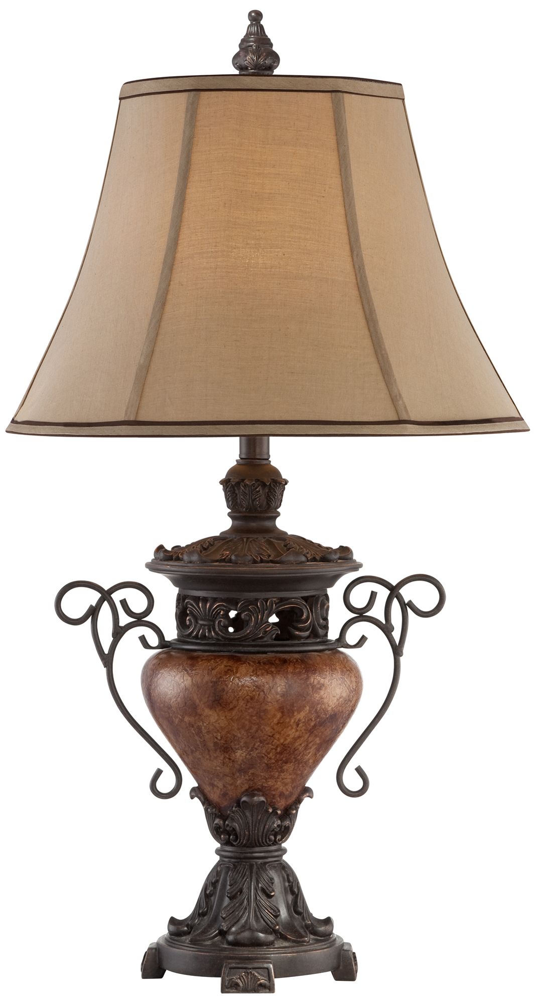 Bronze Crackle Large Traditional Urn Table Lamp with USB Cord