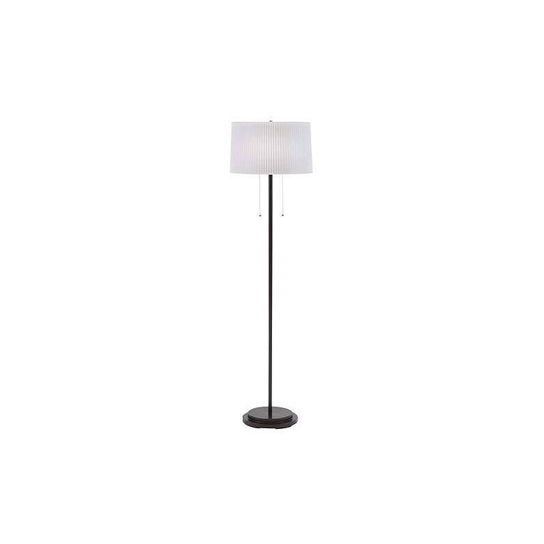 Image 1 Bronze Double Pull White Knifepleated Shade Floor Lamp