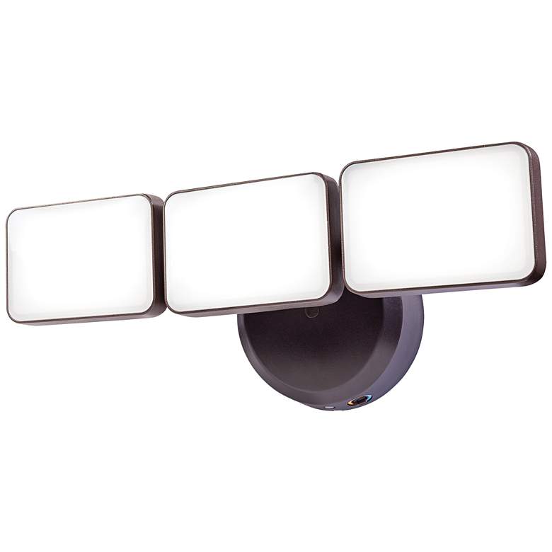 Image 1 Bronze Dusk-to-Dawn 14 1/4 inch Wide Adjustable 3-Light LED Security Light