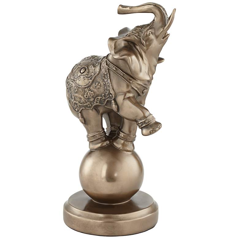 Image 1 Bronze Elephant on a Ball 11 1/4 inch High Decorative Statue