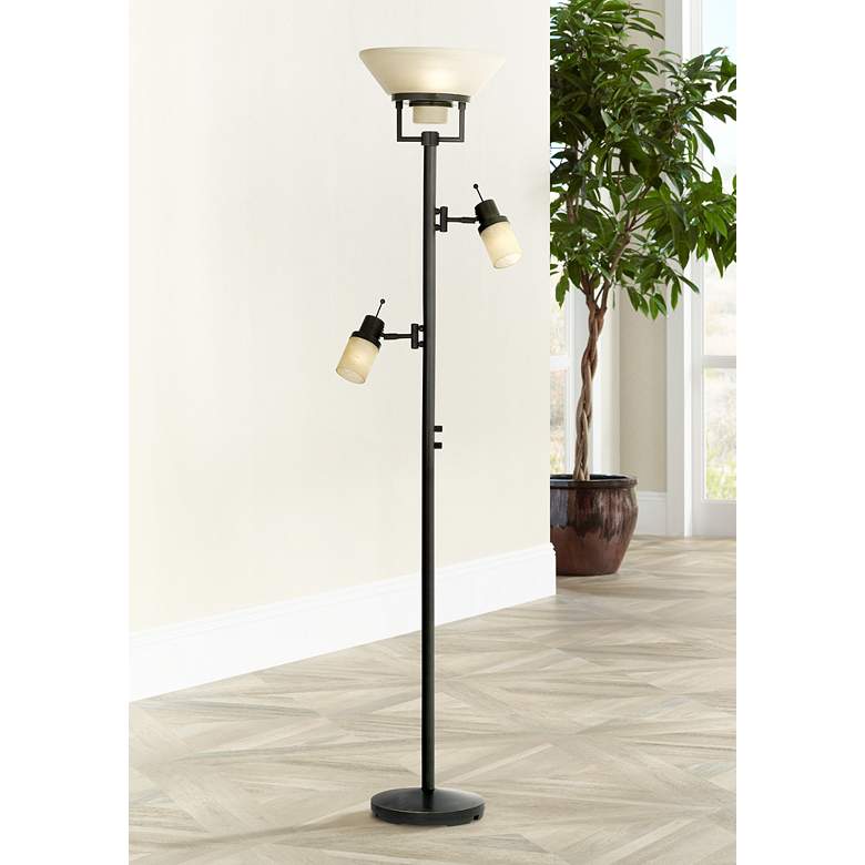 Image 1 Bronze Finish 4-Light Tree Torchiere Floor Lamp