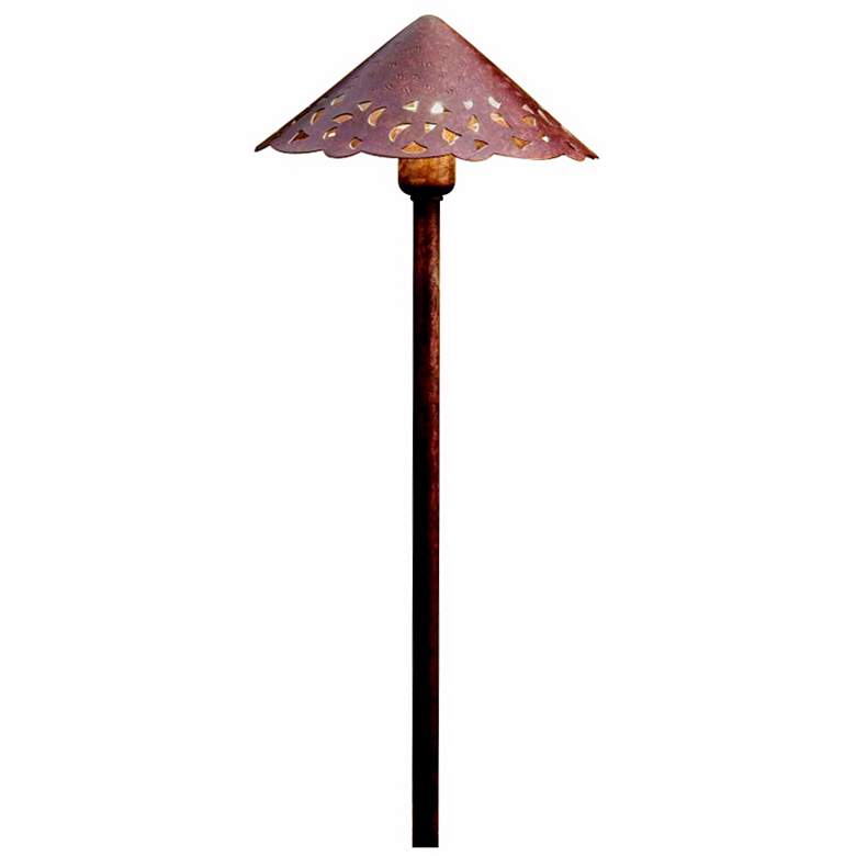 Image 3 Bronze Finish Hammered Roof LED Landscape Path Light