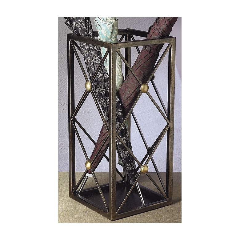 Image 1 Bronze Finish Iron Button Umbrella Stand