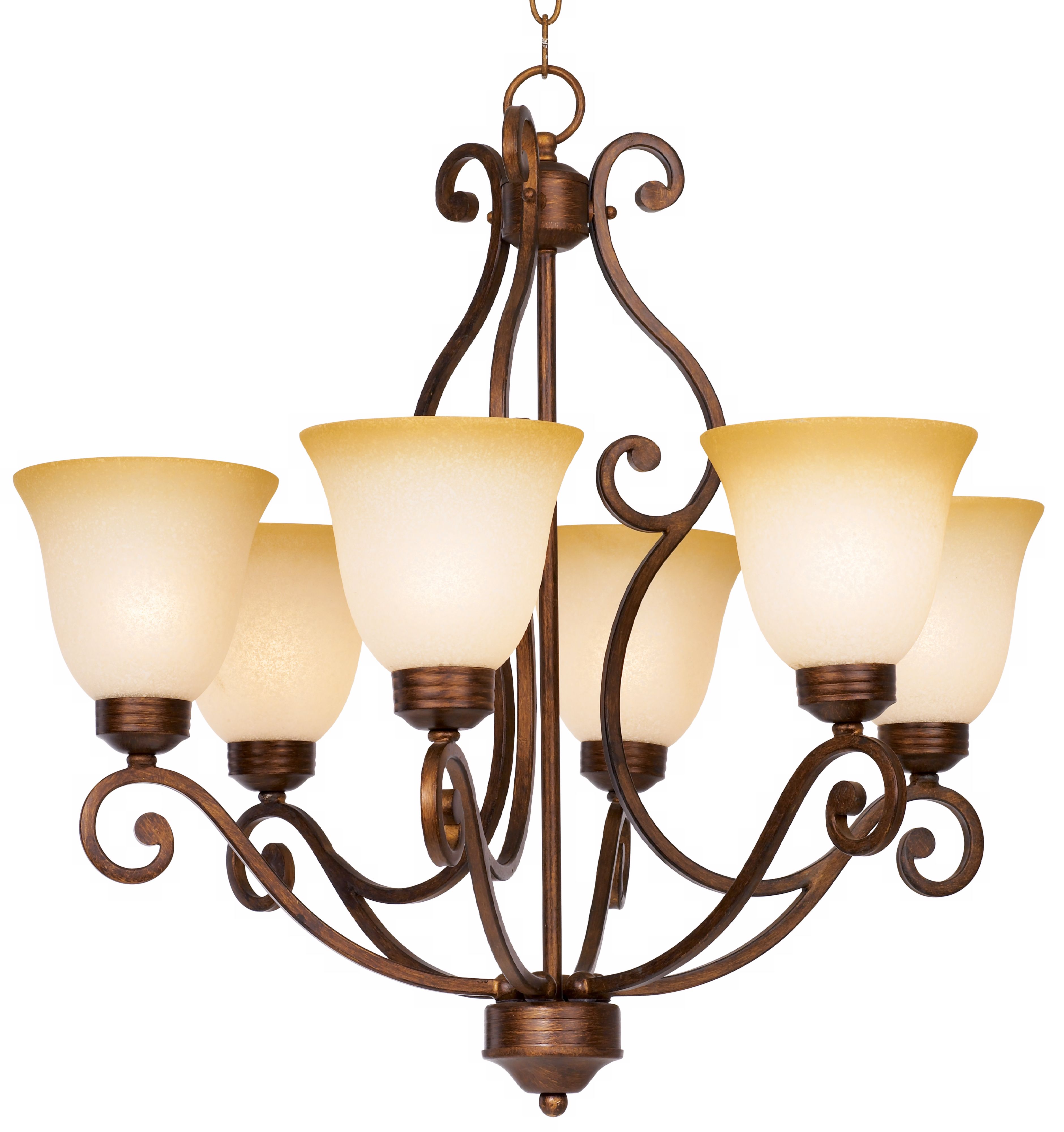 Bronze Finish Iron Six Light Chandelier
